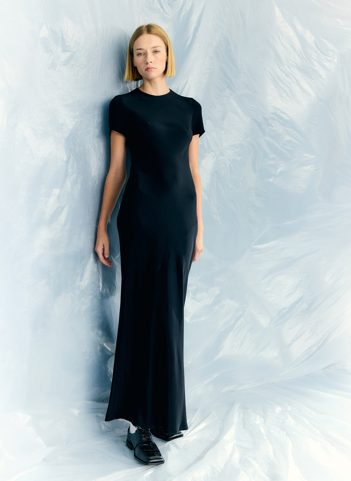 4-Ply Silk Bias Dress | Tibi Black