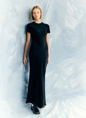 4-Ply Silk Bias Dress | Tibi Black