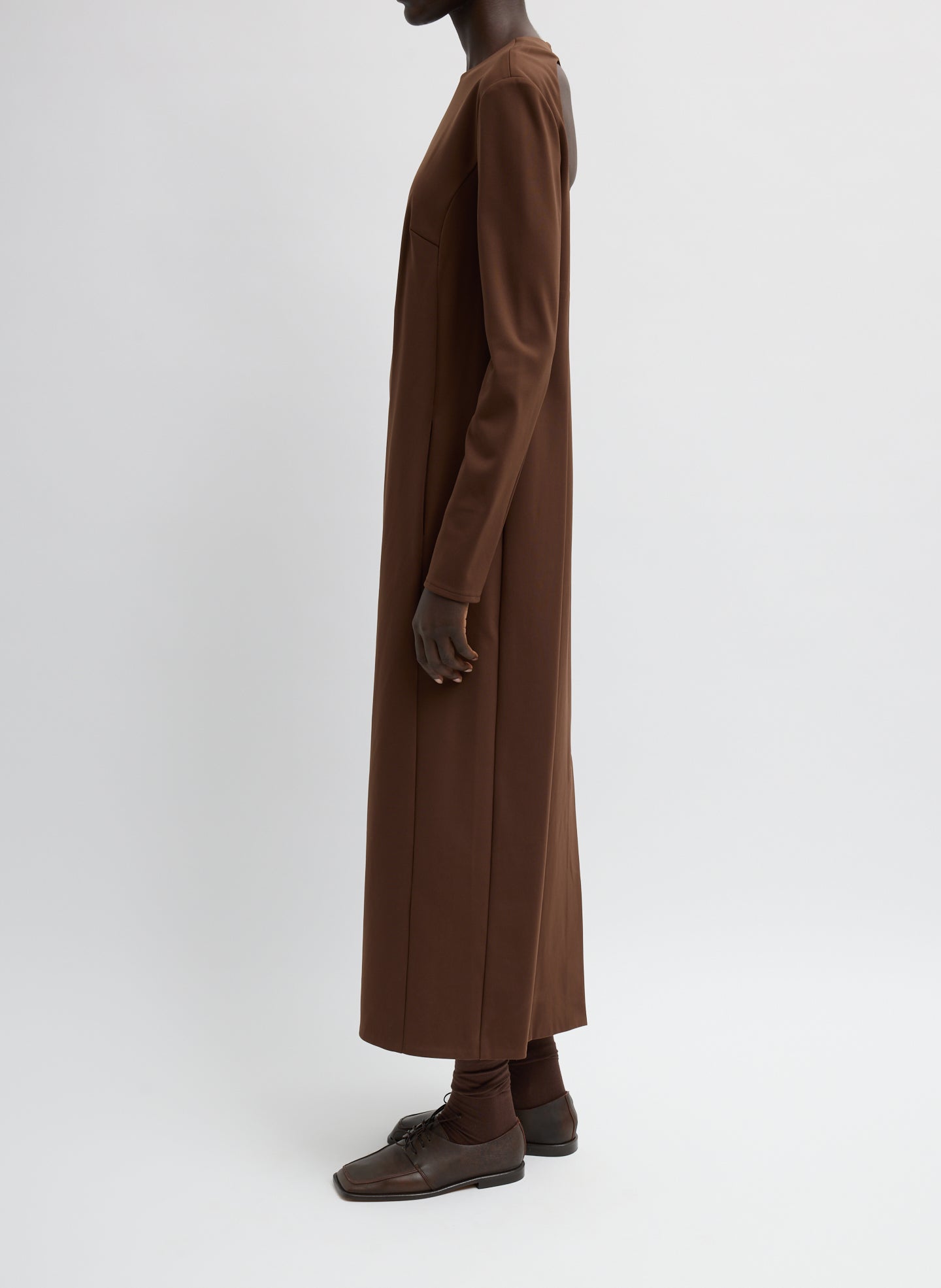 Compact Ultra Stretch Knit Dress With Cut Out Back | Tibi Brown