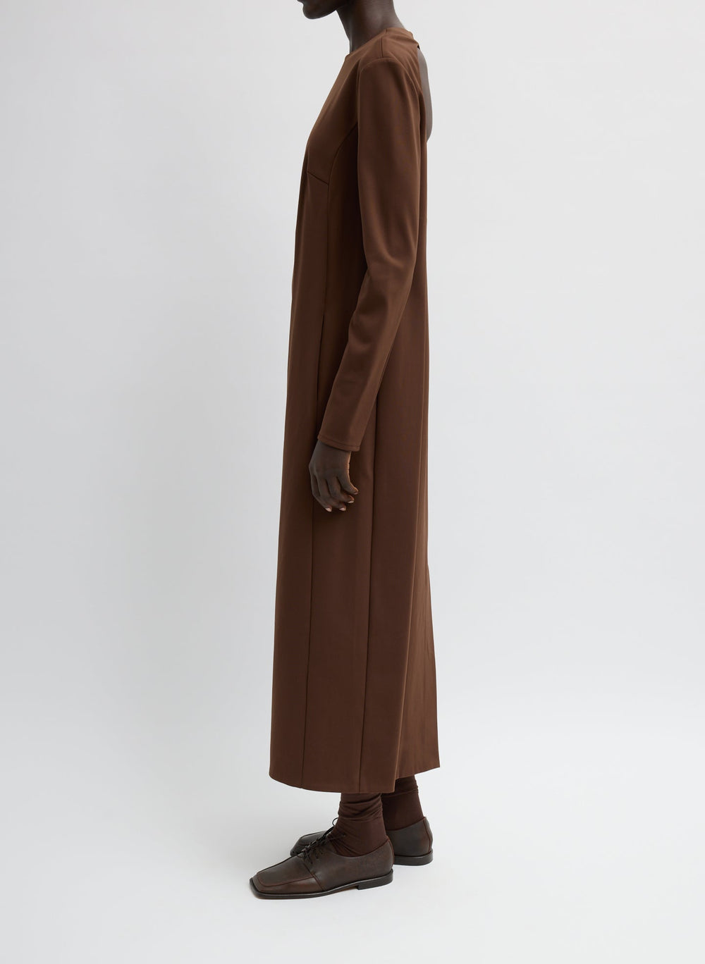 Compact Ultra Stretch Knit Dress With Cut Out Back | Tibi Brown
