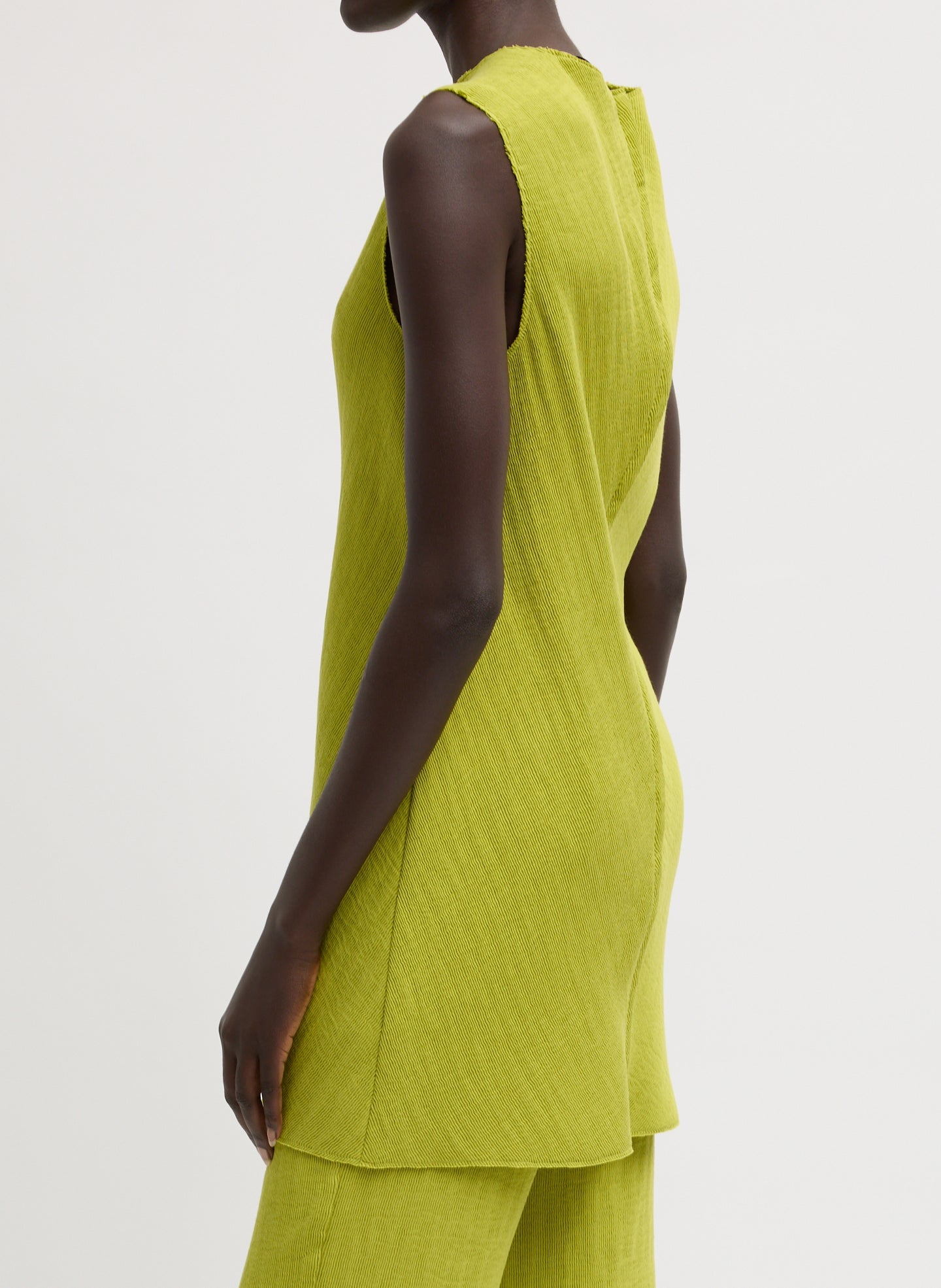 Viscose Plisse Sleeveless Bias Short Tunic Dress | Tibi Pea Pod