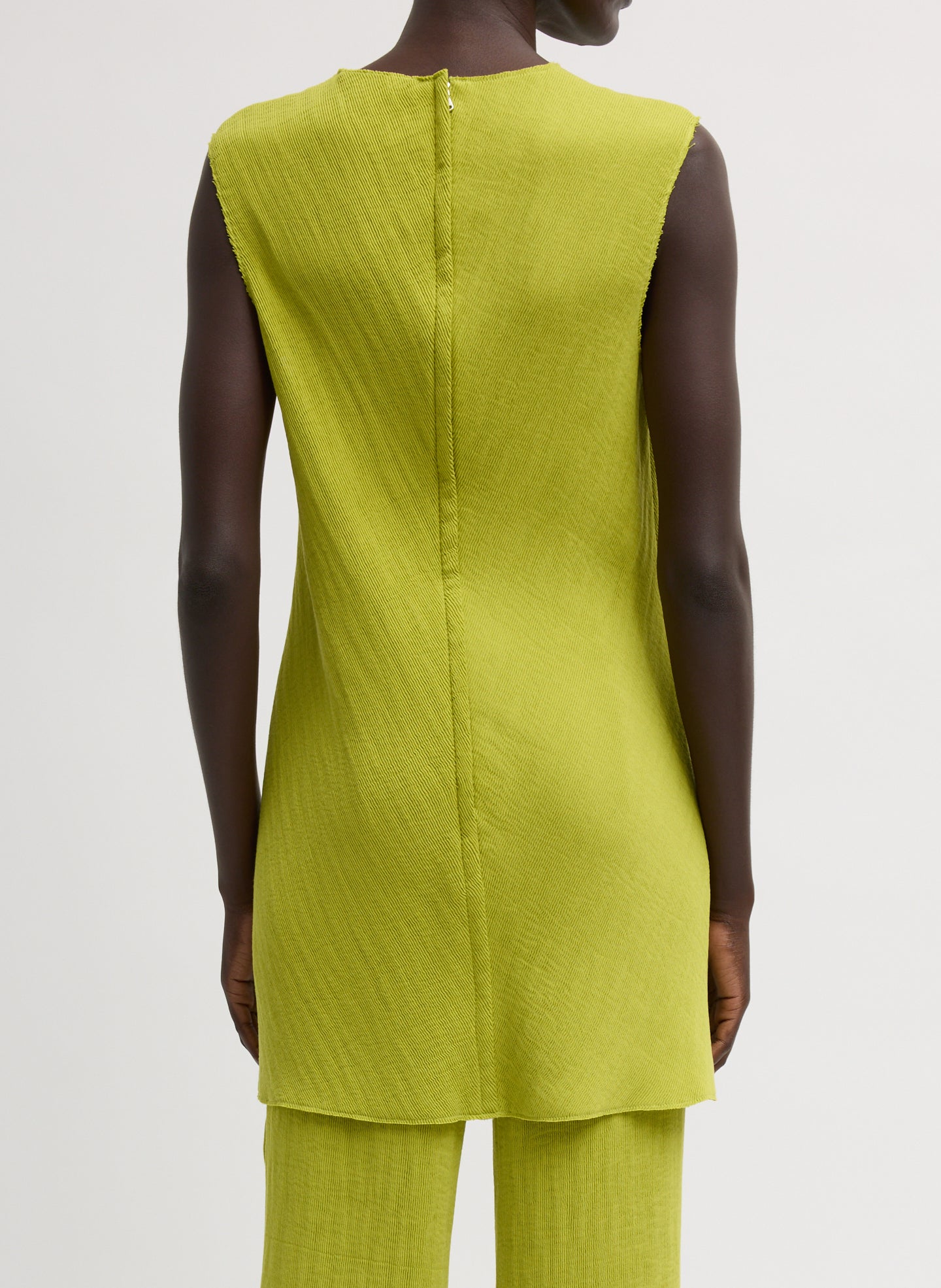 Viscose Plisse Sleeveless Bias Short Tunic Dress | Tibi Pea Pod