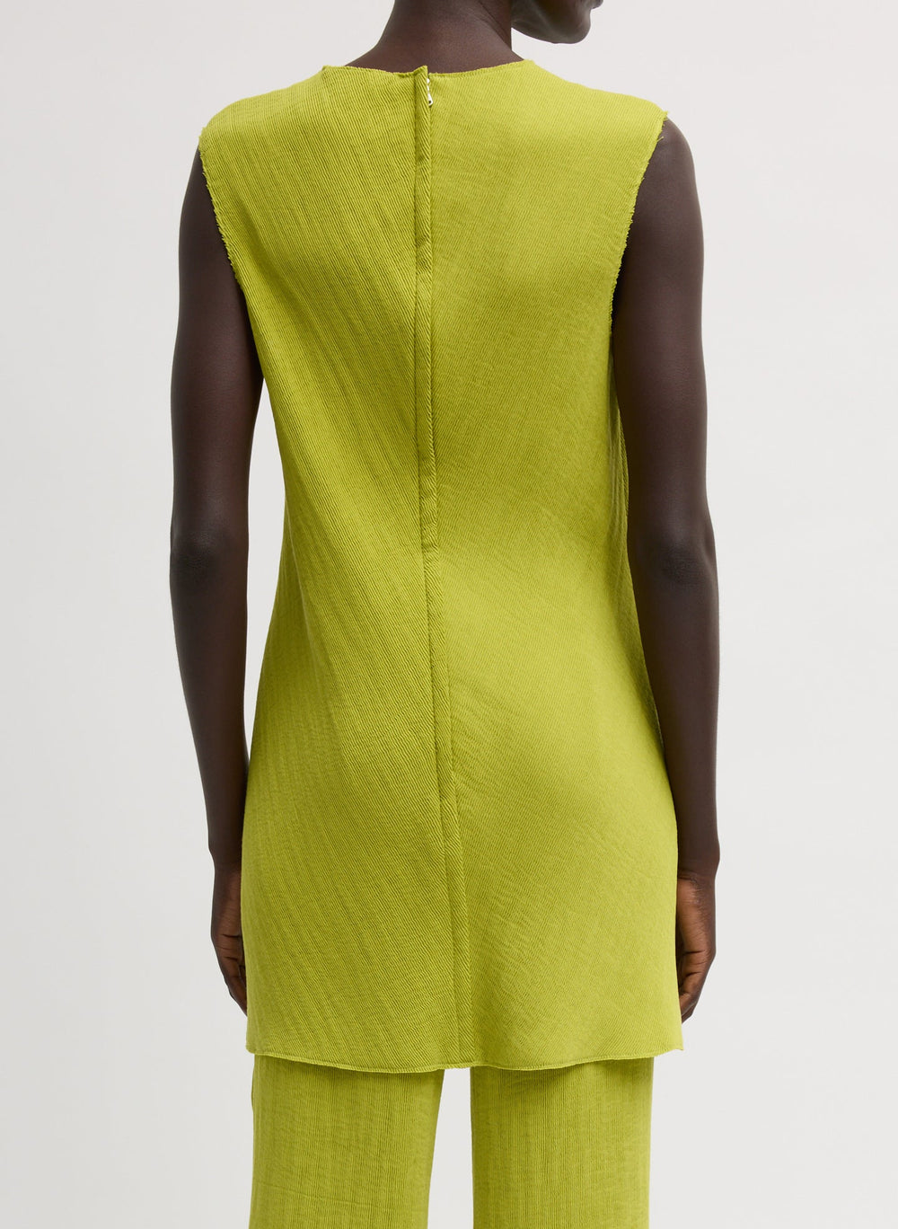 Viscose Plisse Sleeveless Bias Short Tunic Dress | Tibi Pea Pod