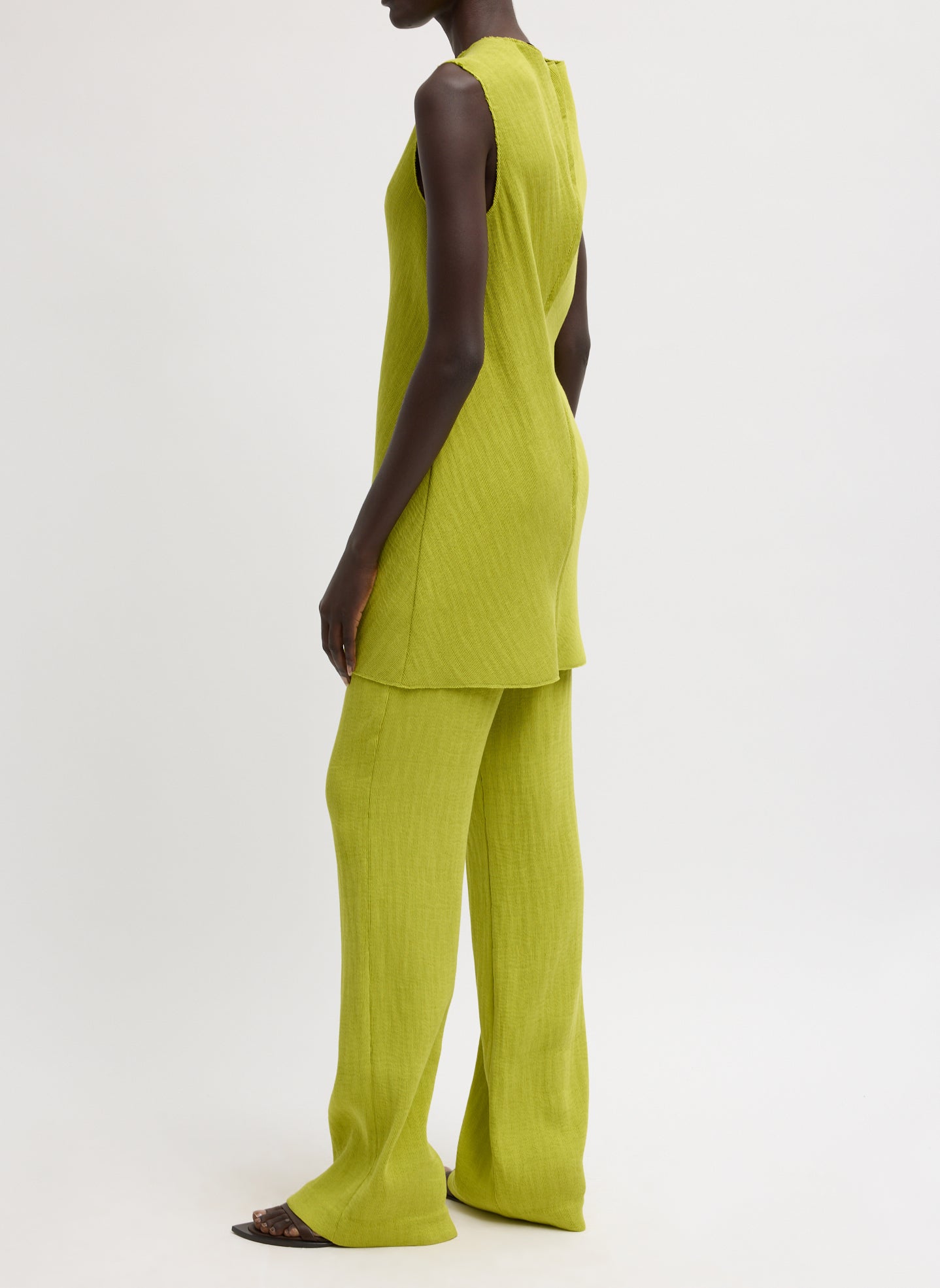 Viscose Plisse Sleeveless Bias Short Tunic Dress | Tibi Pea Pod