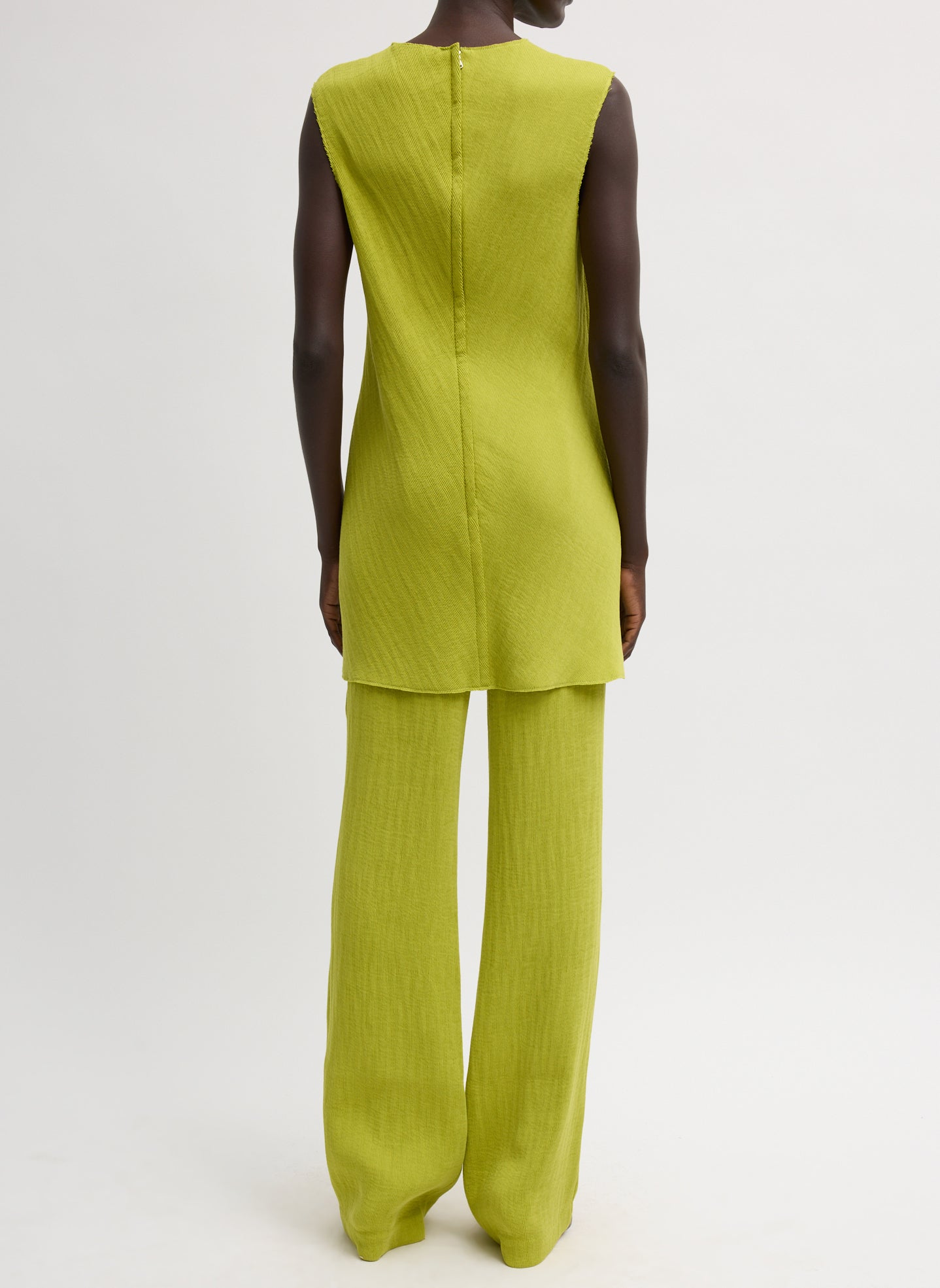 Viscose Plisse Sleeveless Bias Short Tunic Dress | Tibi Pea Pod