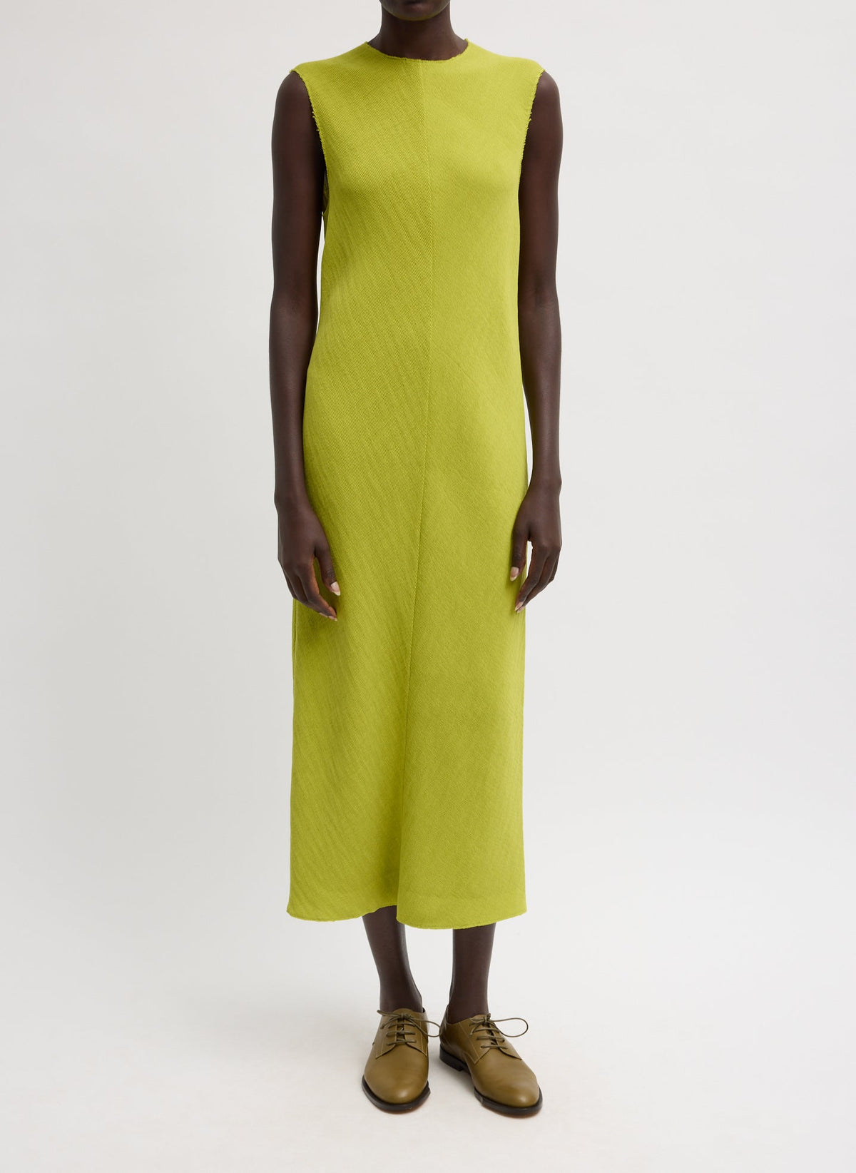 Viscose Plisse Sleeveless Bias Dress | Tibi Pea Pod