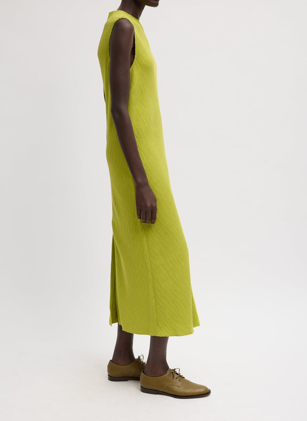 Viscose Plisse Sleeveless Bias Dress | Tibi Pea Pod