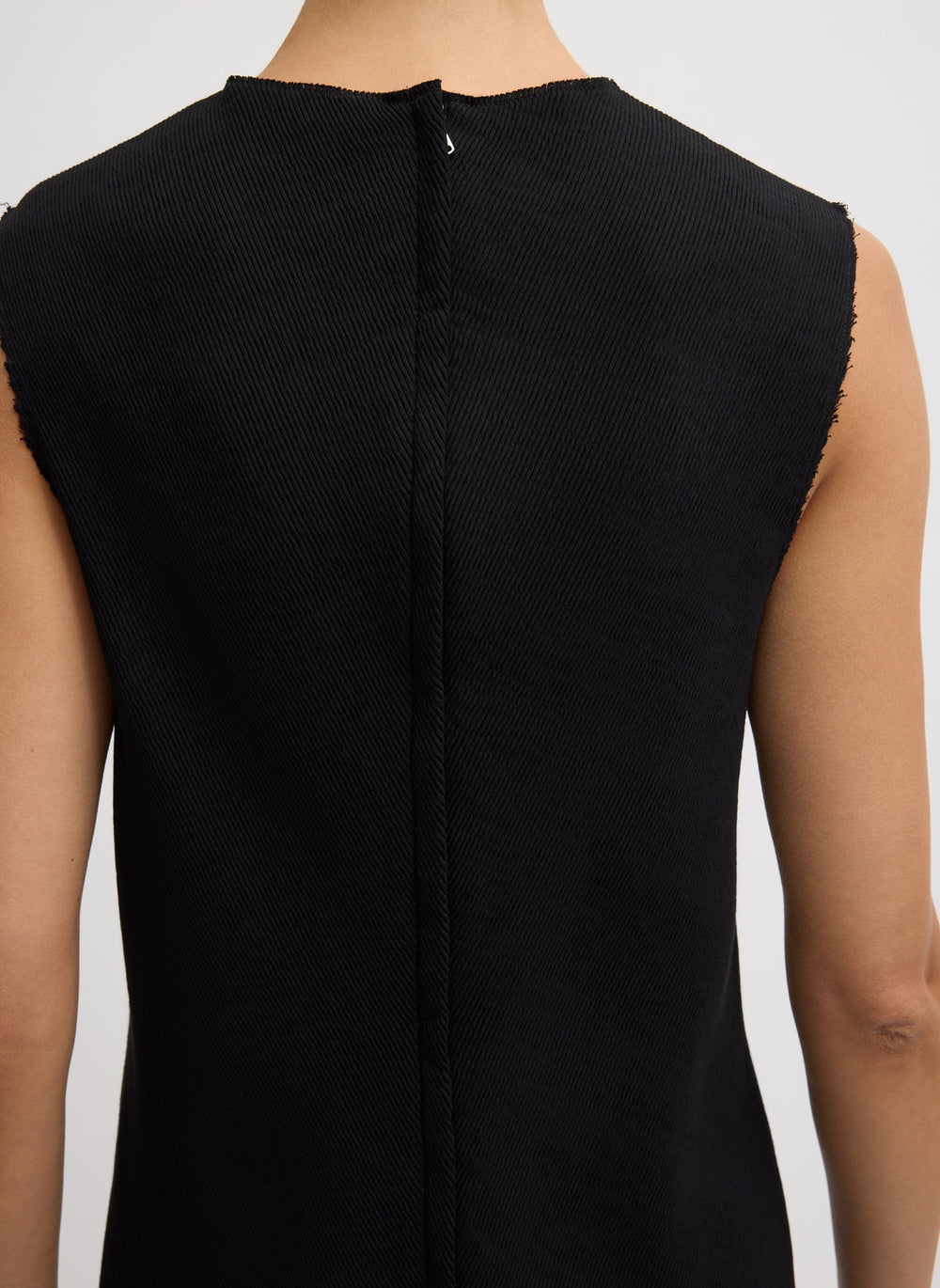 Viscose Plisse Sleeveless Bias Short Tunic Dress | Tibi Black