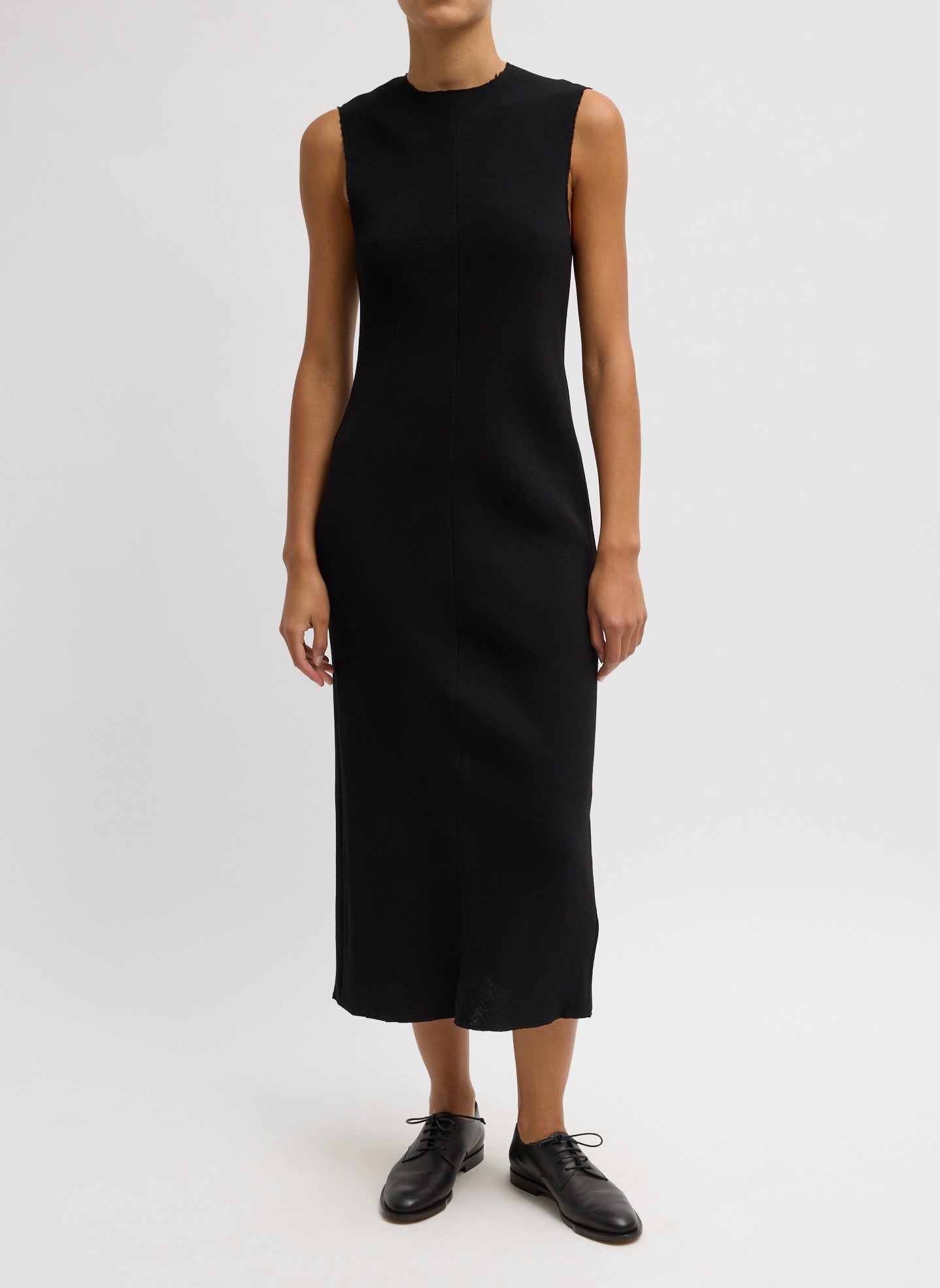 Viscose Plisse Sleeveless Bias Dress | Tibi Black