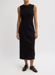 Viscose Plisse Sleeveless Bias Dress | Tibi Black
