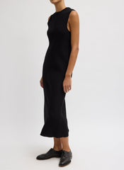 Viscose Plisse Sleeveless Bias Dress | Tibi Black