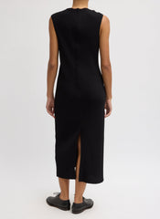 Viscose Plisse Sleeveless Bias Dress | Tibi Black