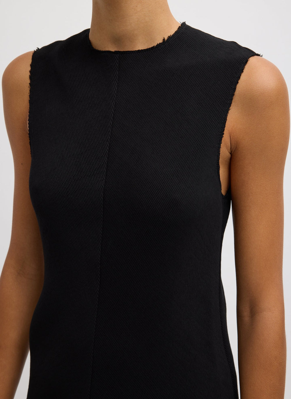 Viscose Plisse Sleeveless Bias Dress | Tibi Black