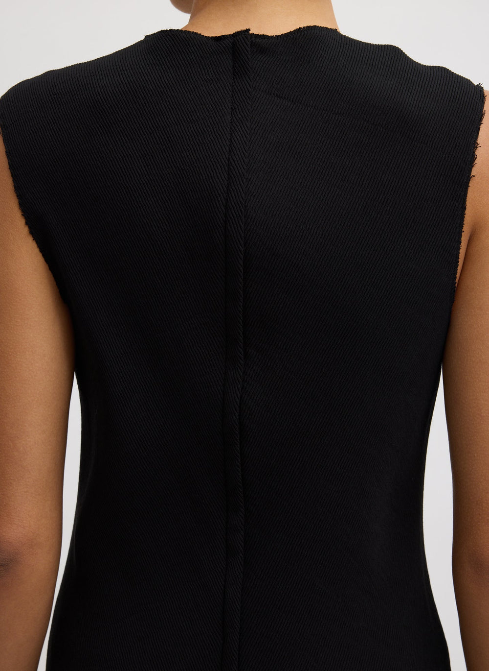 Viscose Plisse Sleeveless Bias Dress | Tibi Black
