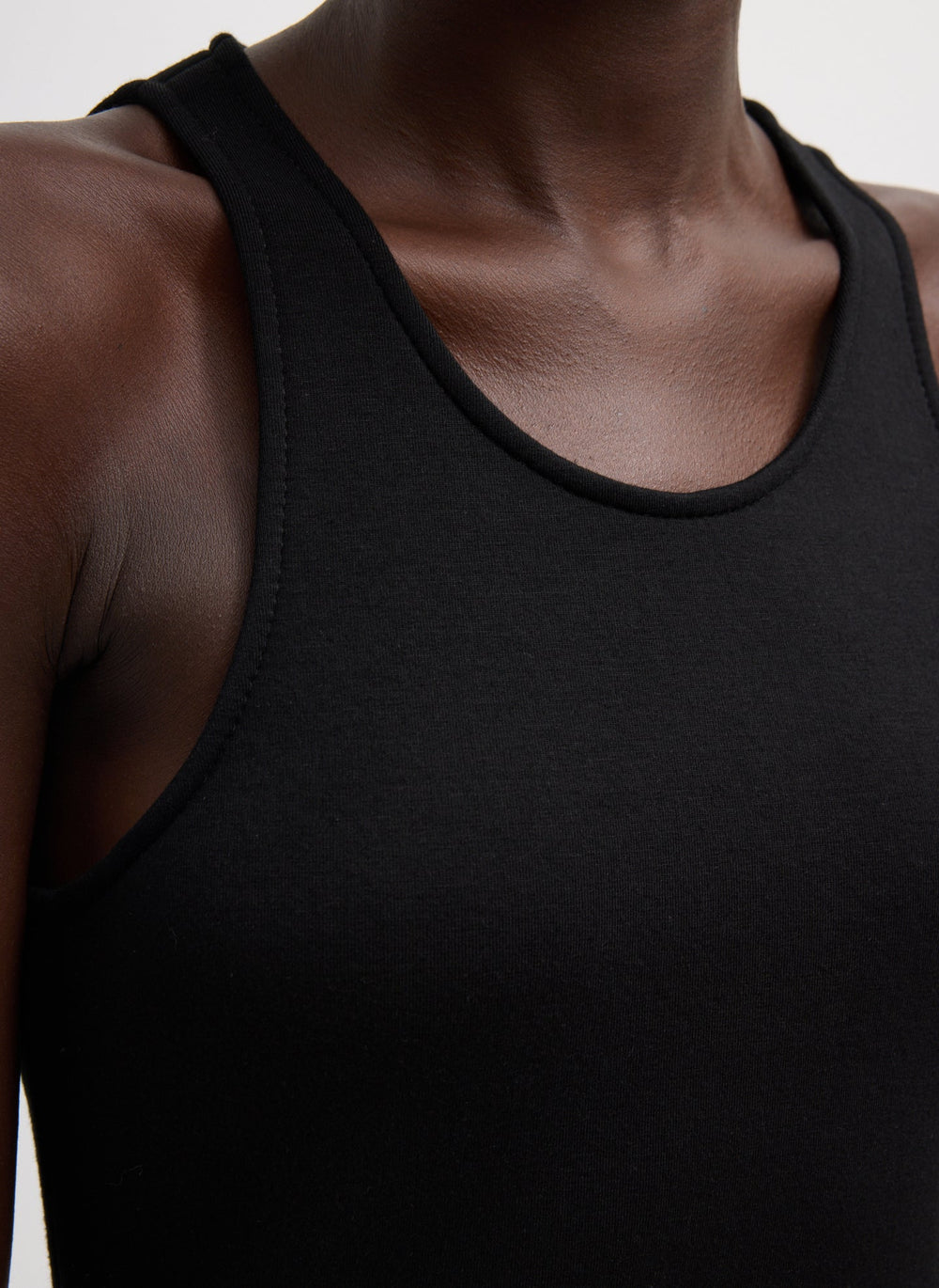 Bonded Viscose Sculpted Sleeveless Tunic Tank | Tibi Black