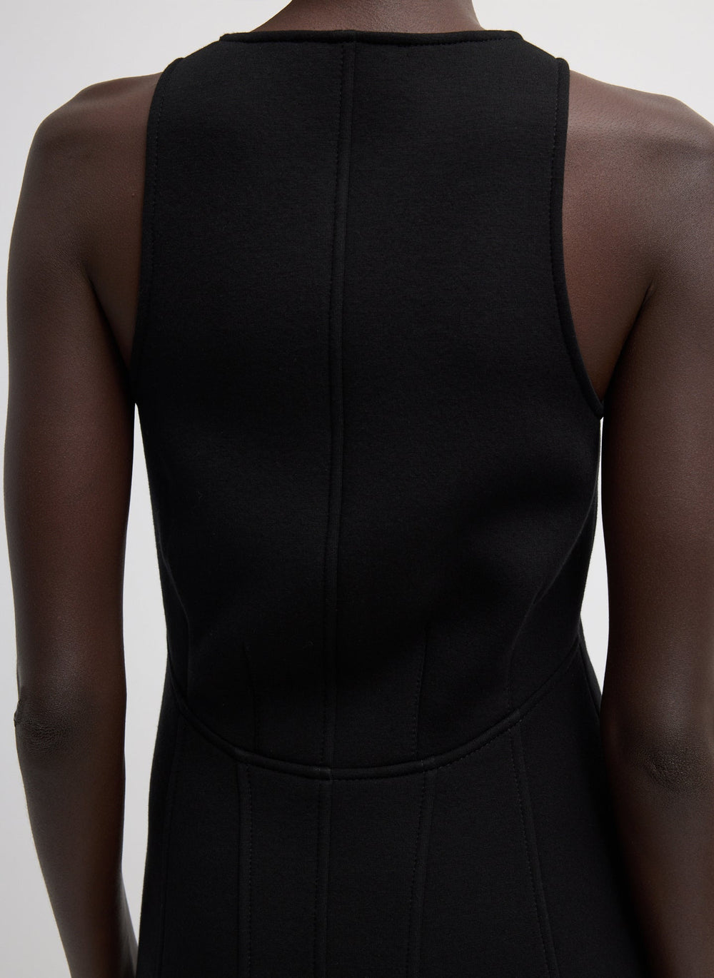 Bonded Viscose Sculpted Sleeveless Tunic Tank | Tibi Black
