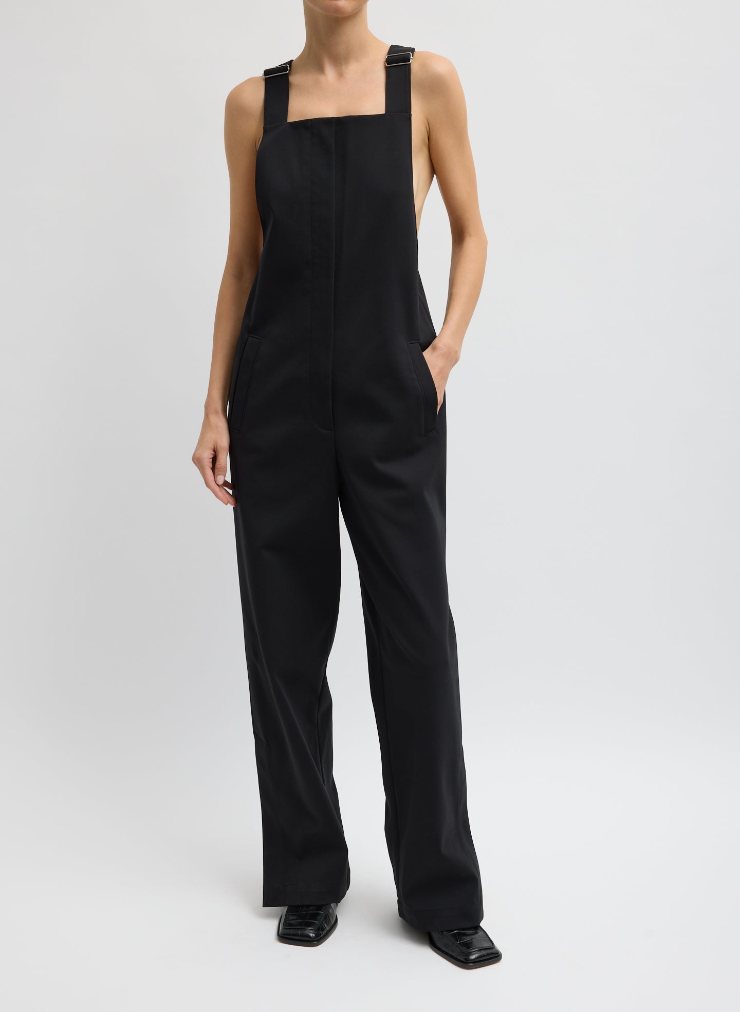 Compact Tech Knit Overalls | Tibi Black