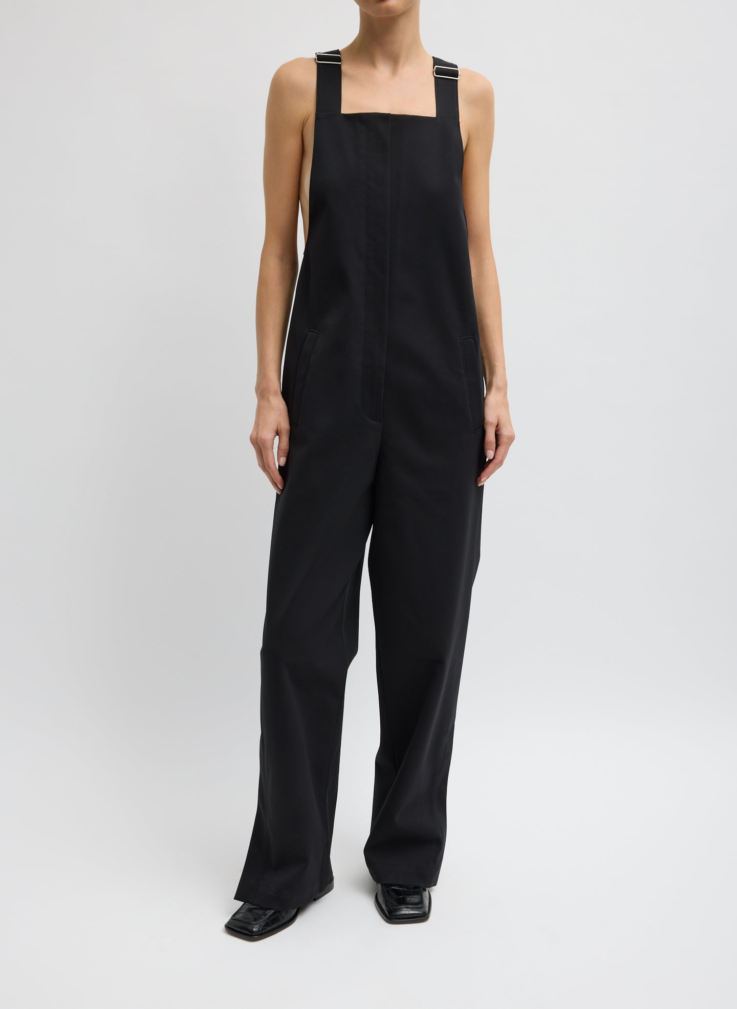 Compact Tech Knit Overalls | Tibi Black
