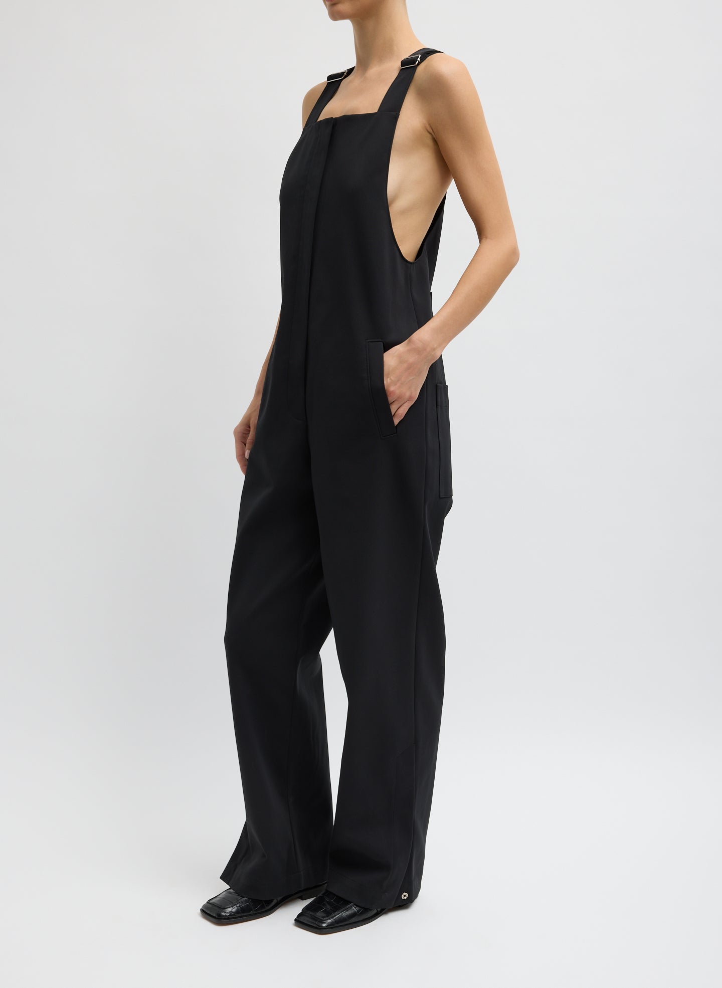 Compact Tech Knit Overalls | Tibi Black