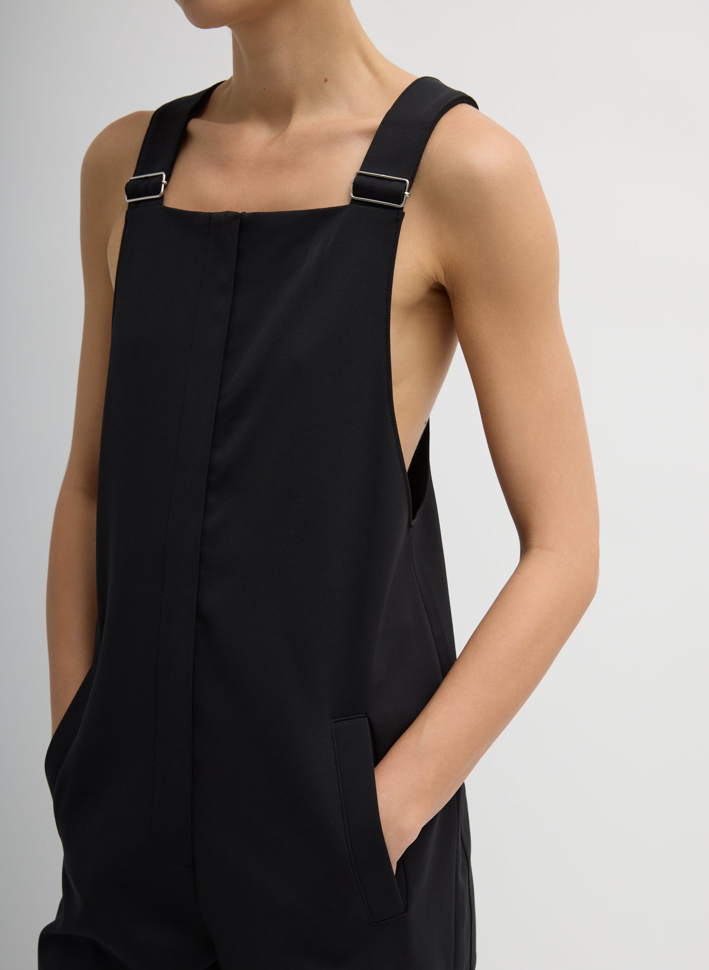 Compact Tech Knit Overalls | Tibi Black