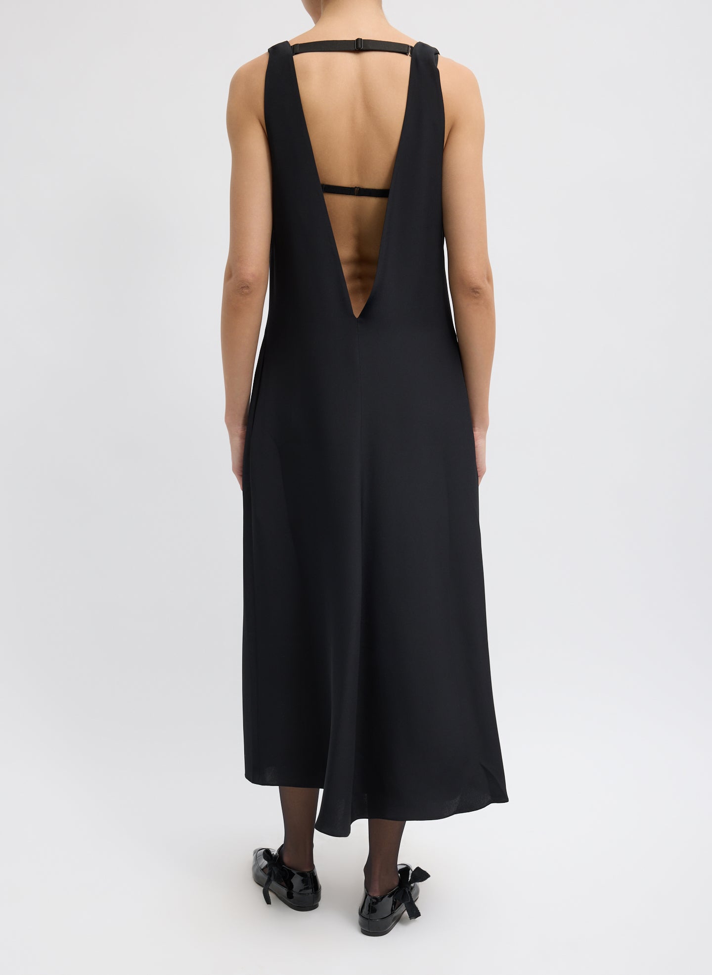 4-Ply Silk V-Neck Dress With Bra | Tibi Black