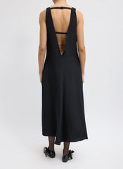 4-Ply Silk V-Neck Dress With Bra | Tibi Black