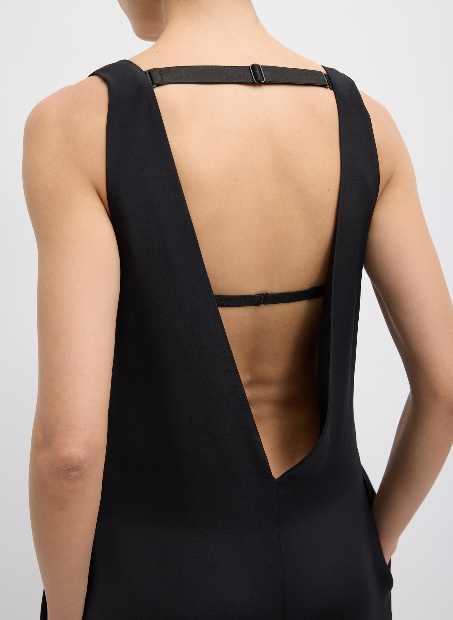 4-Ply Silk V-Neck Dress With Bra | Tibi Black