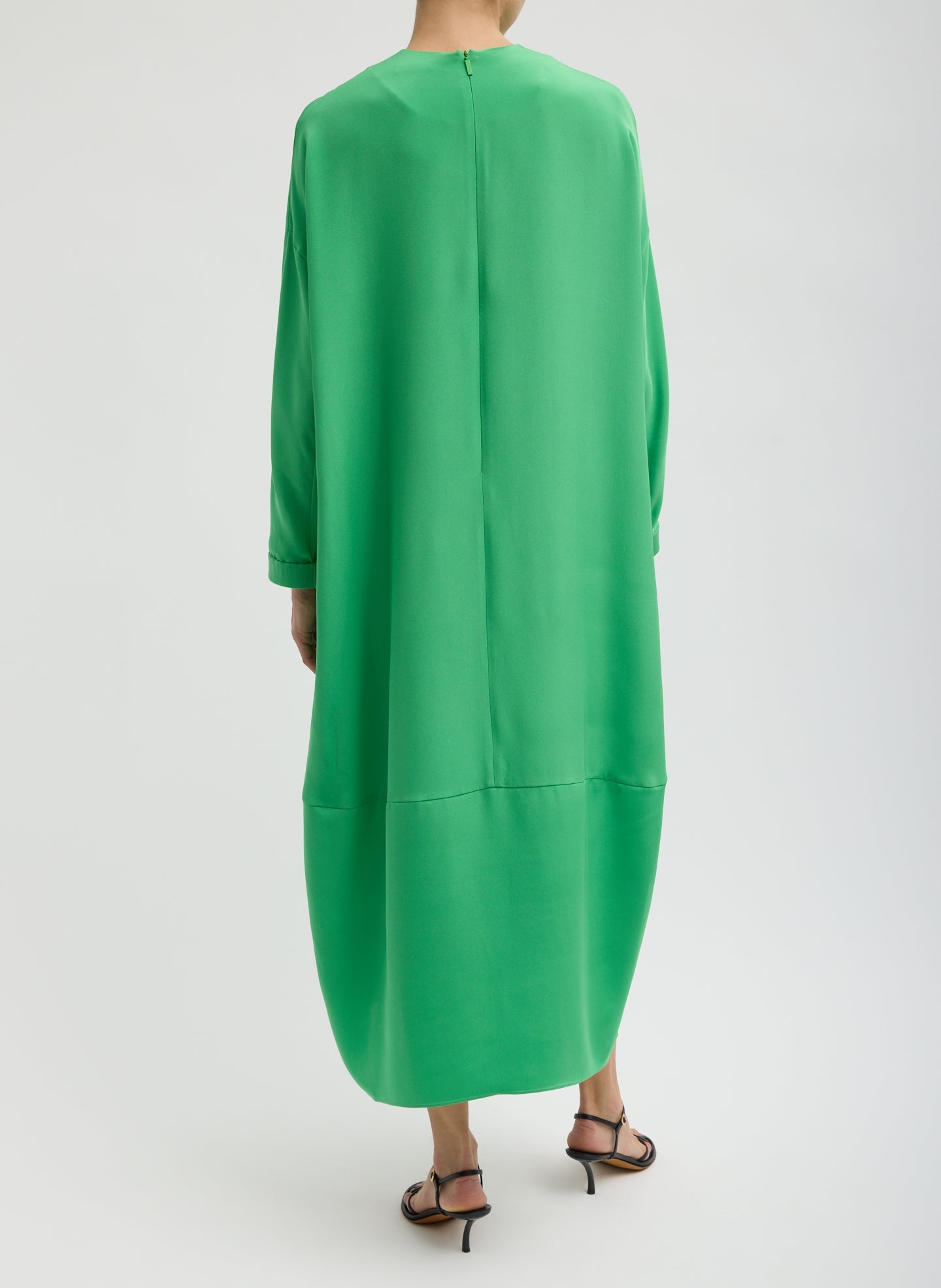 4-Ply Silk Long Sleeve Cocoon Dress | Tibi Green