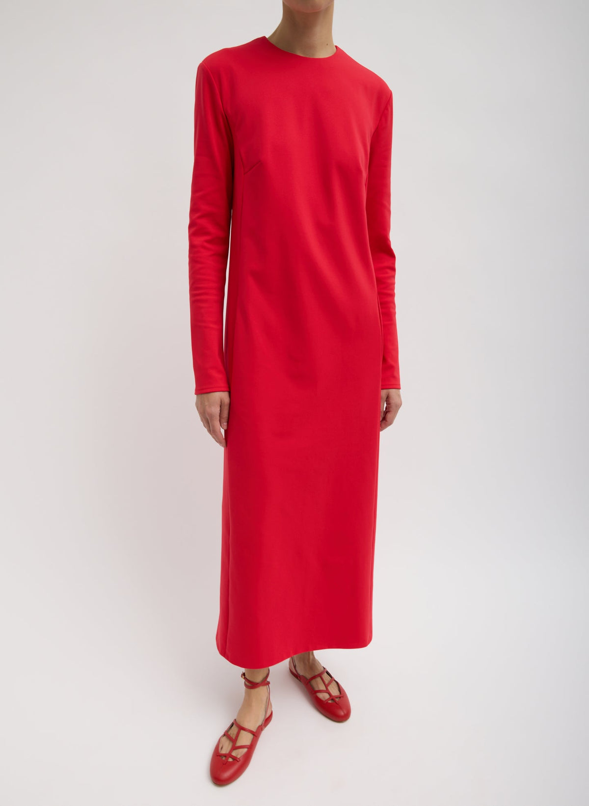 Compact Ultra Stretch Knit Dress With Cut Out Back | Tibi Red