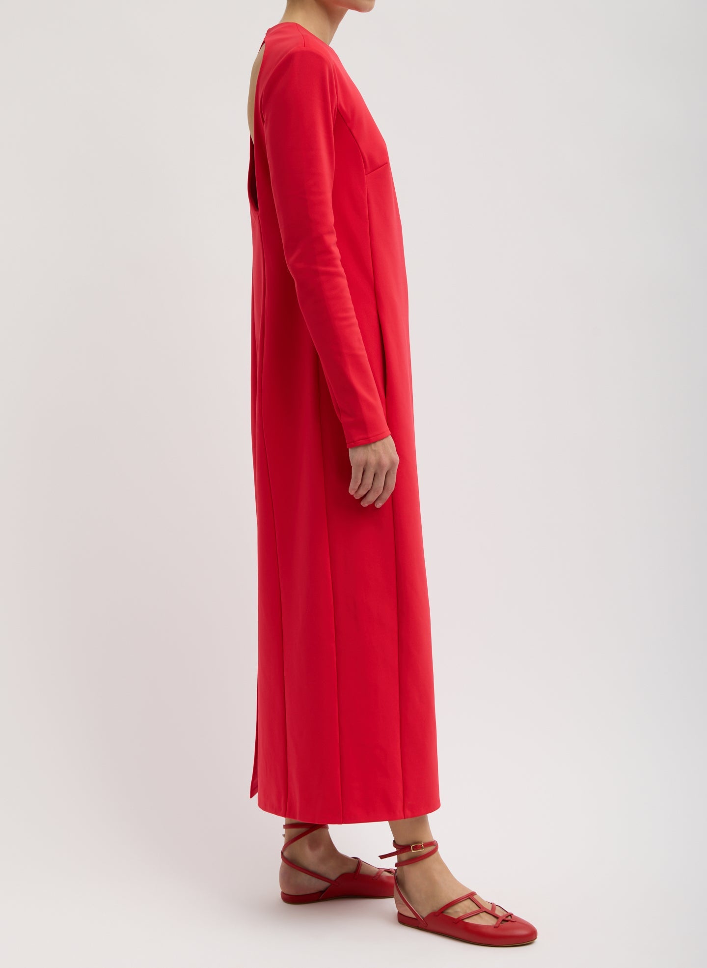 Compact Ultra Stretch Knit Dress With Cut Out Back | Tibi Red
