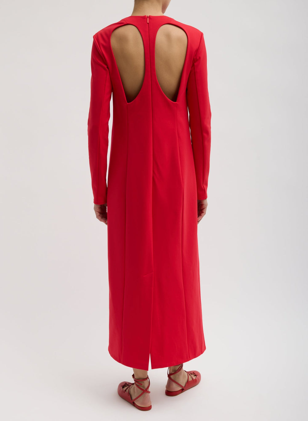 Compact Ultra Stretch Knit Dress With Cut Out Back | Tibi Red