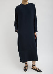 4-Ply Silk Long Sleeve Cocoon Dress | Tibi Dark Navy