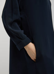 4-Ply Silk Long Sleeve Cocoon Dress | Tibi Dark Navy