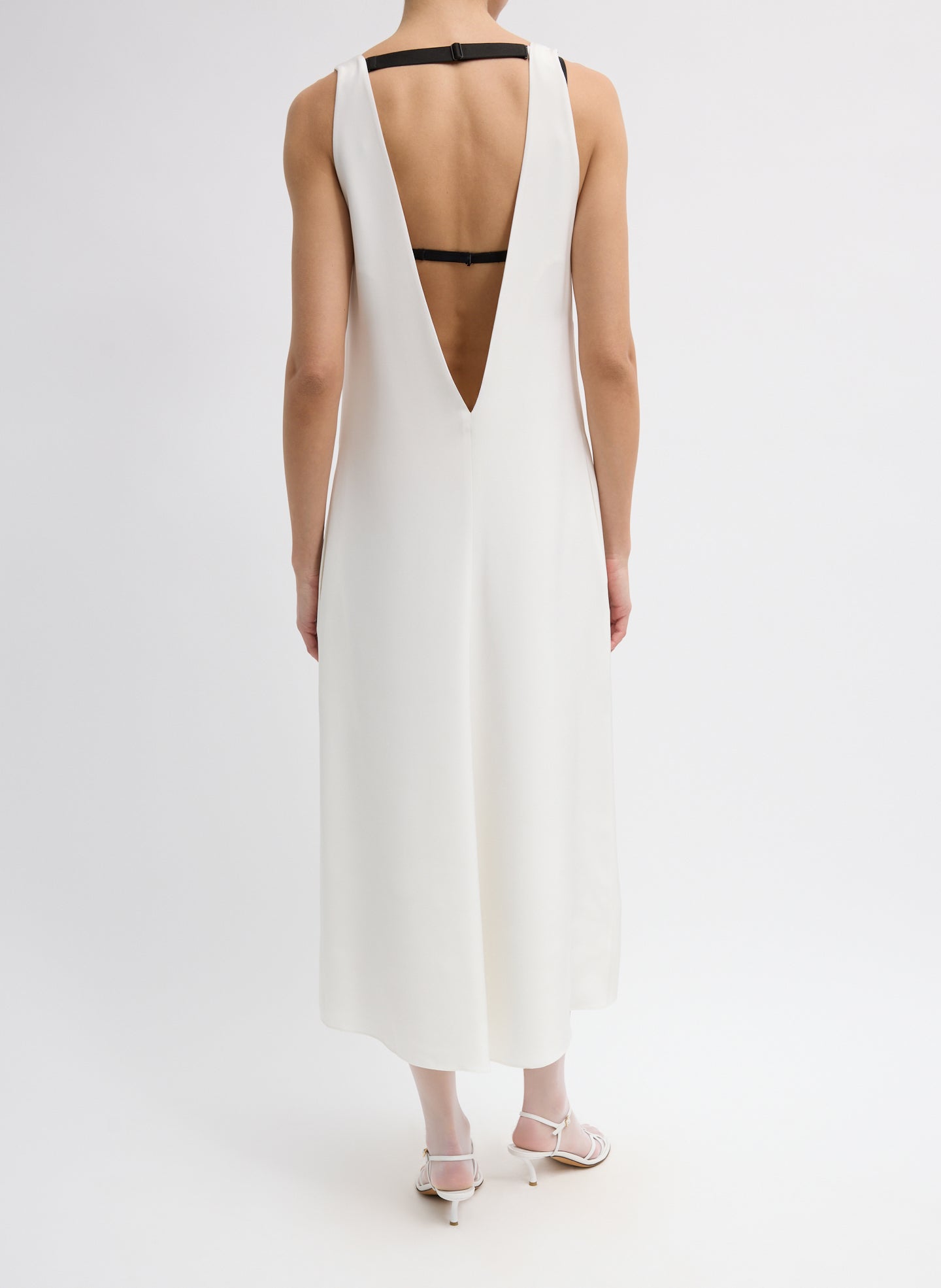 4-Ply Silk V-Neck Dress With Bra | Tibi Ivory