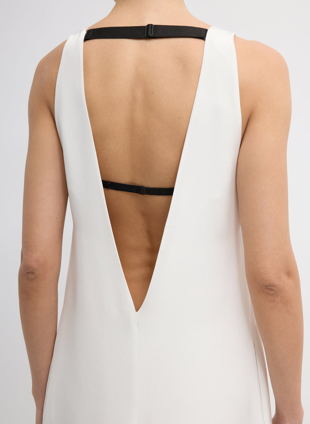 4-Ply Silk V-Neck Dress With Bra | Tibi Ivory