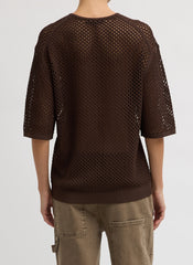 Crochet Netting Oversized Easy T-Shirt | Tibi Hickory Brown