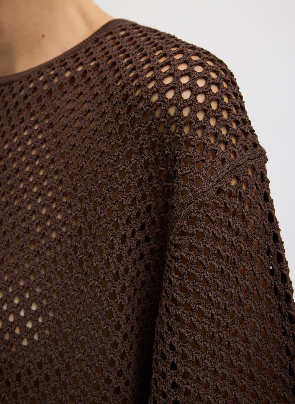 Crochet Netting Oversized Easy T-Shirt | Tibi Hickory Brown