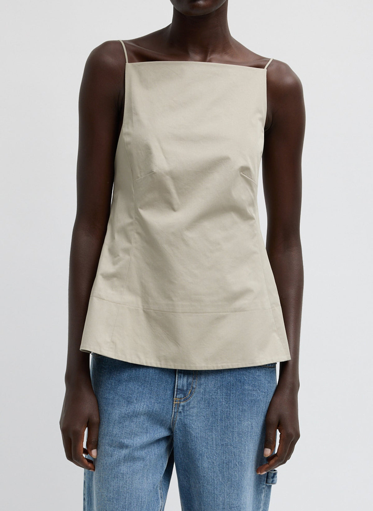 Eco Poplin Strappy Open Back Top | Tibi Sandstone