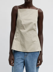 Eco Poplin Strappy Open Back Top | Tibi Sandstone