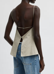 Eco Poplin Strappy Open Back Top | Tibi Sandstone