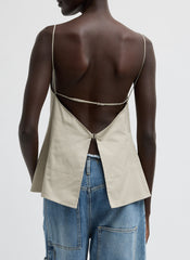 Eco Poplin Strappy Open Back Top | Tibi Sandstone