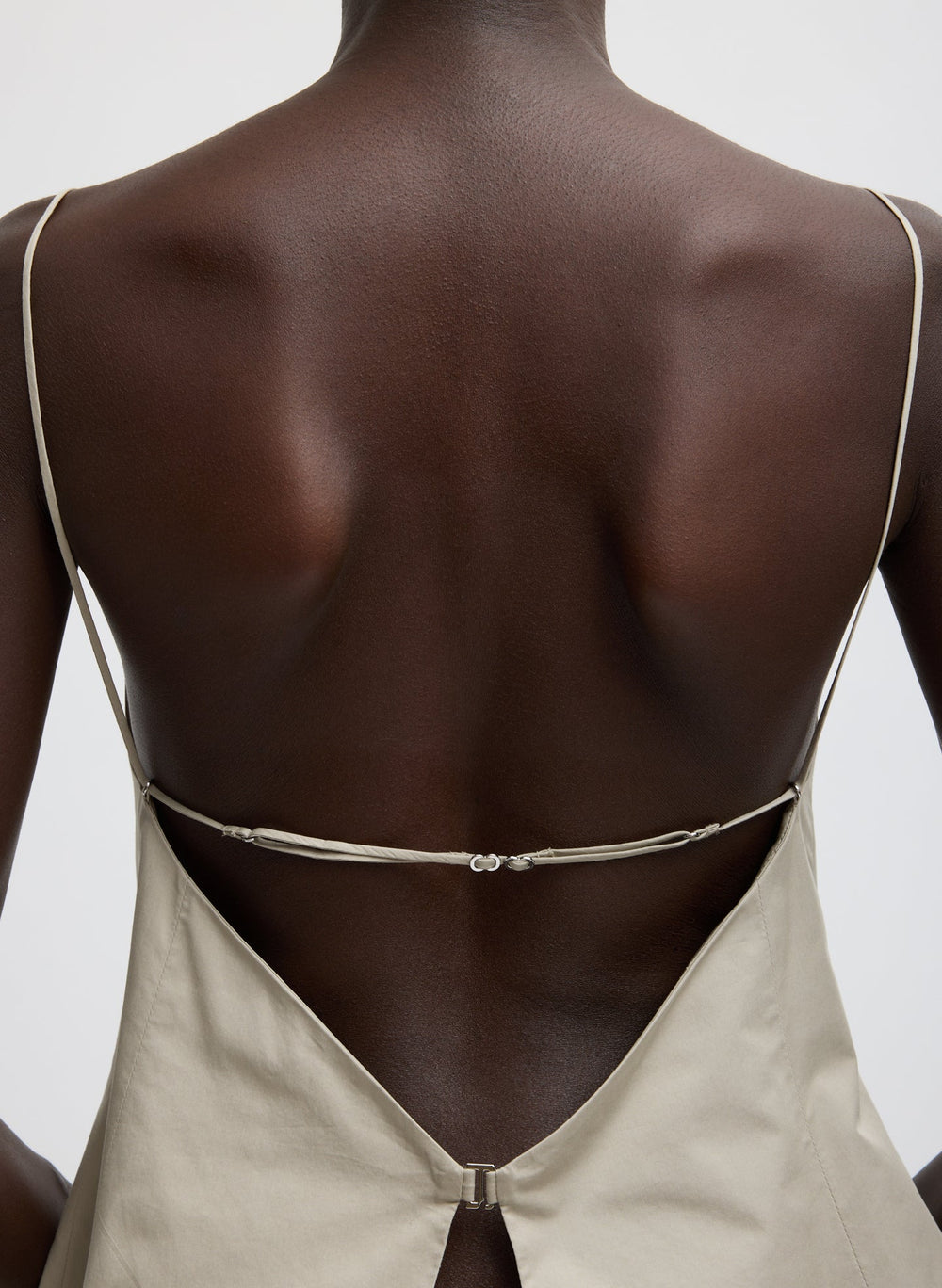 Eco Poplin Strappy Open Back Top | Tibi Sandstone