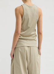 Stretch Luxe Ribbed Tank Top | Tibi Taupe