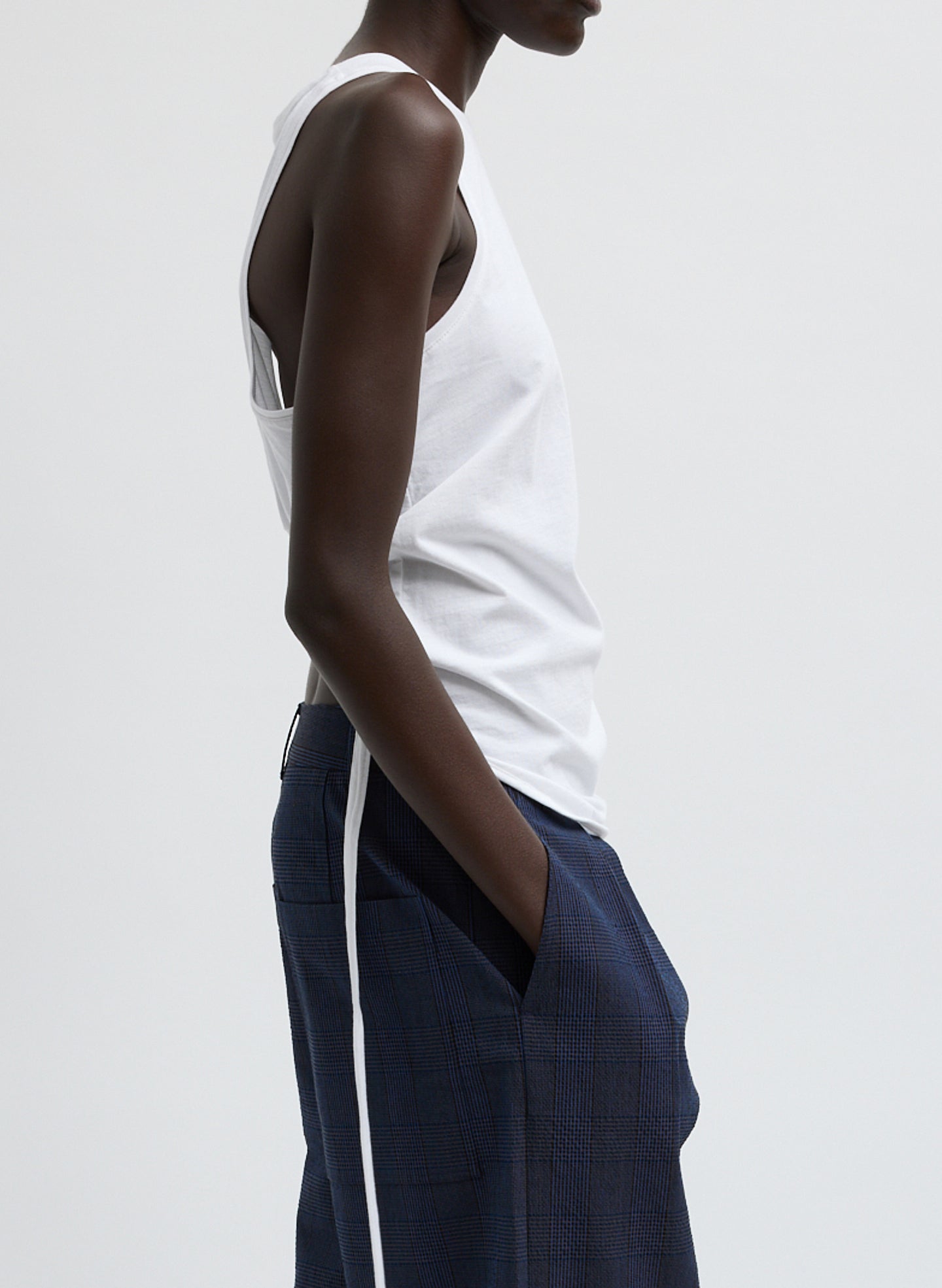 Shirred Back Tank | Tibi White
