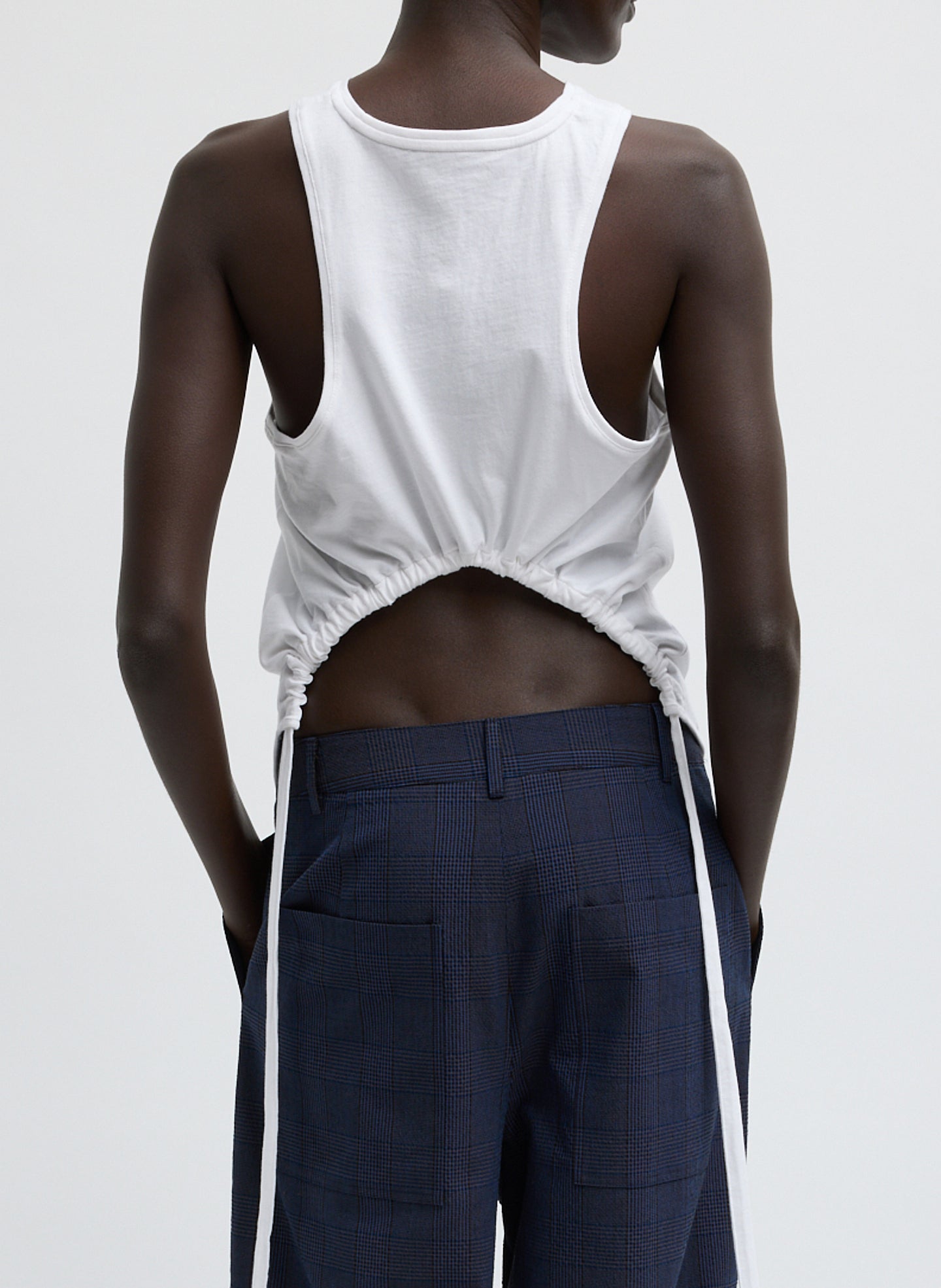 Shirred Back Tank | Tibi White