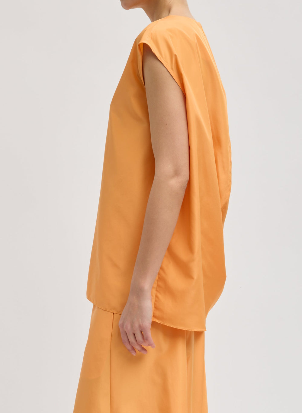 Summer Nylon Sleeveless Cocoon Top | Tibi Orange
