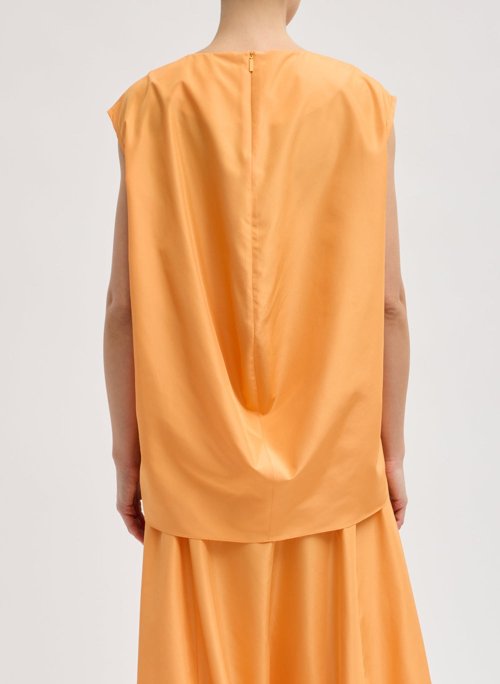 Summer Nylon Sleeveless Cocoon Top | Tibi Orange