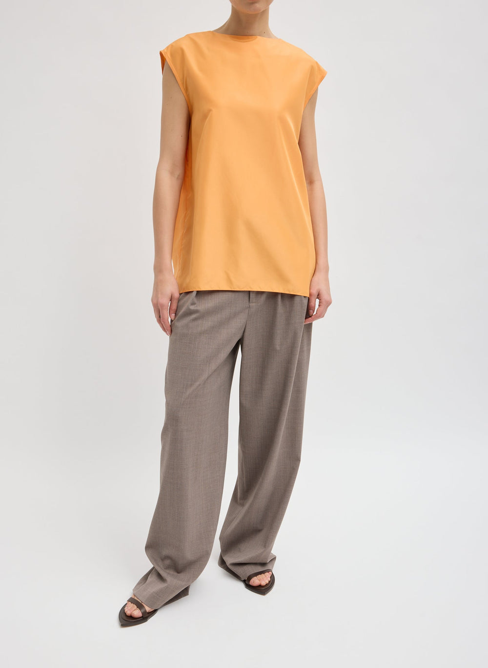 Summer Nylon Sleeveless Cocoon Top | Tibi Orange