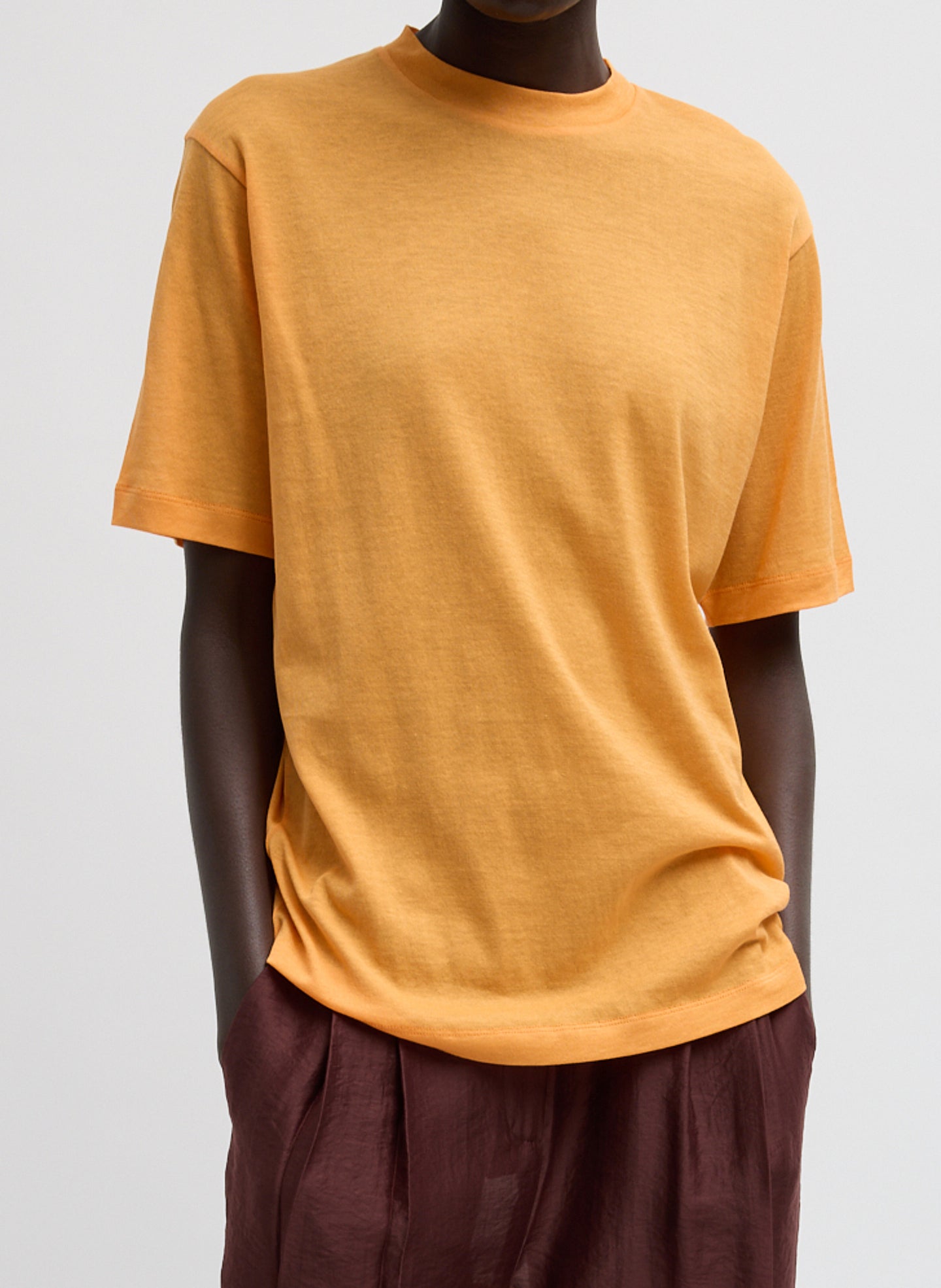 Sheer Crepe Knit Mock Unisex T-Shirt | Tibi Orange