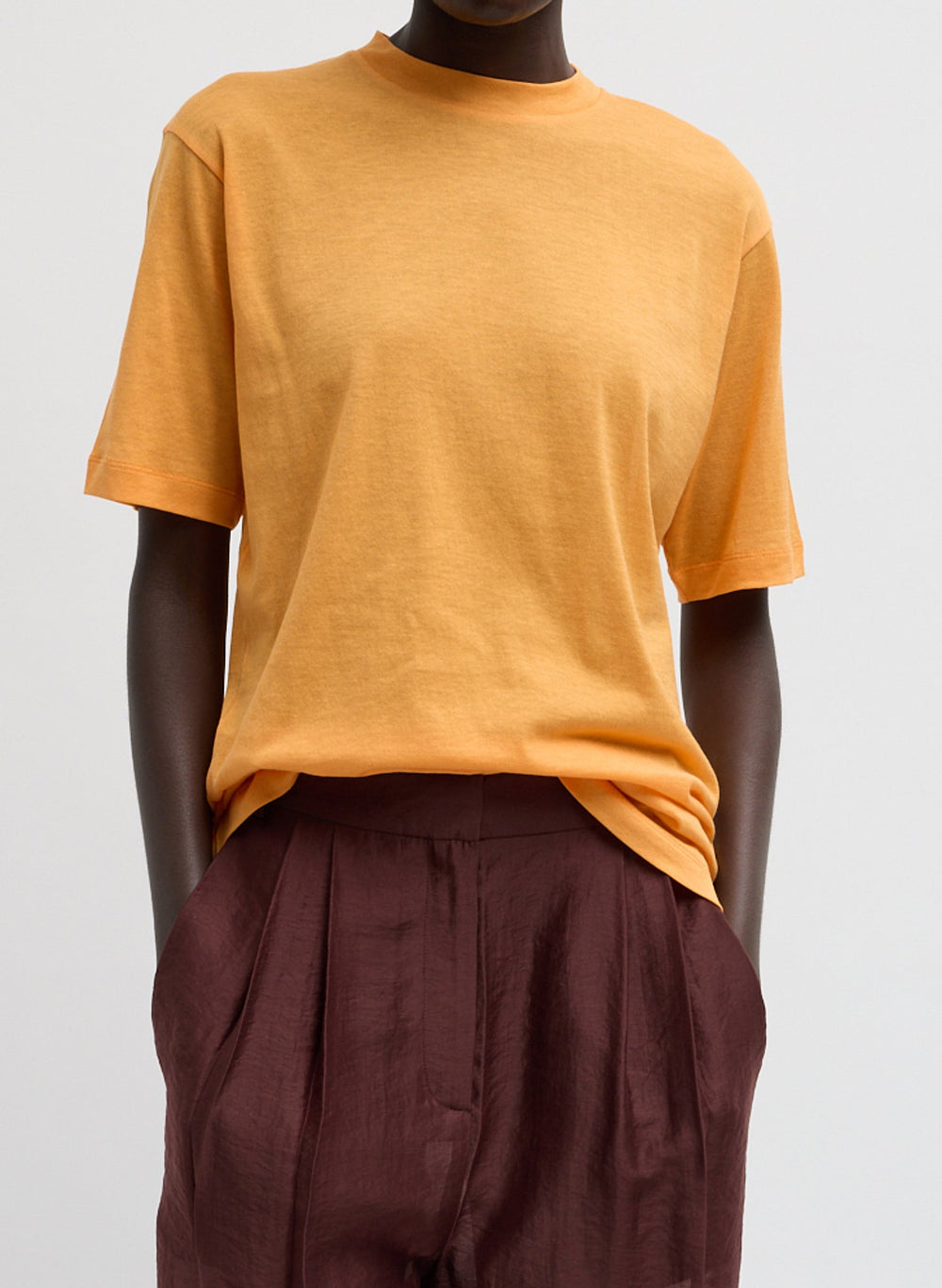 Sheer Crepe Knit Mock Unisex T-Shirt | Tibi Orange